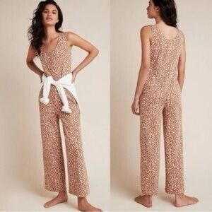 Anthropology Chic Brown and White Patterned Jumpsuit